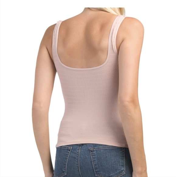 NWT Free People Intimately ballet square low cut seamless cami ribbed Rose/nude - Picture 2 of 4